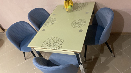 Стул на металлокаркасе Gabi 1 light blue / black / gold фото покупателя 97