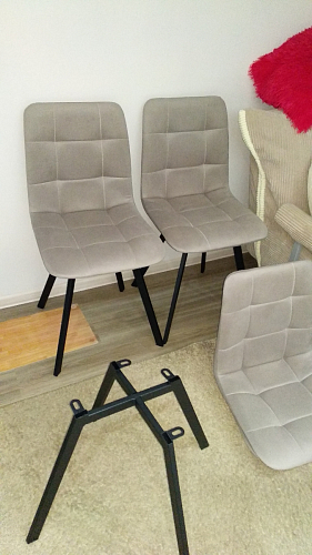 Стул на металлокаркасе Чилли К светло-серый велюр / черный каркас фото покупателя 1491