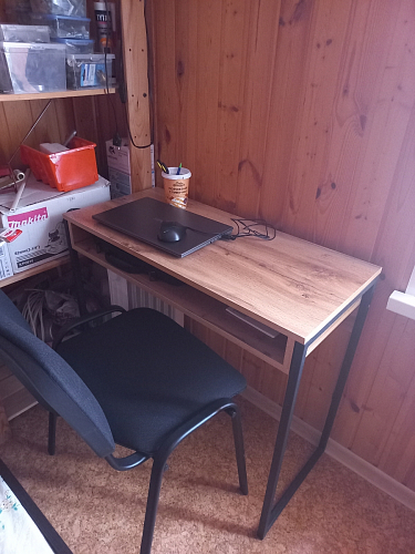 Письменный стол Лео Лофт черный матовый / дуб делано темный фото покупателя 13