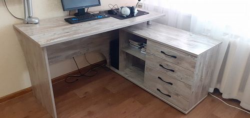 Компьютерный стол КСТ-109П правый дуб сонома / белый фото покупателя 82