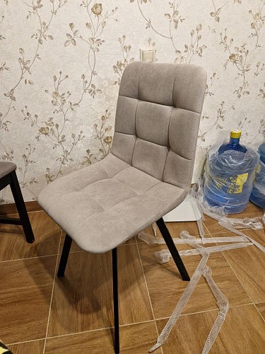 Стул на металлокаркасе Чилли К светло-серый велюр / черный каркас фото покупателя 536