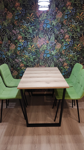 Стеклянный стол Фостер 120(160)х120х76 серый мрамор / черный фото покупателя 99