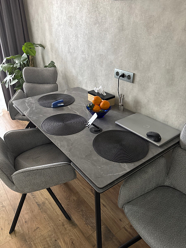 Керамический стол Норман 140 (200) х 80 белый мрамор alpin white / snow white / белый фото покупателя 50