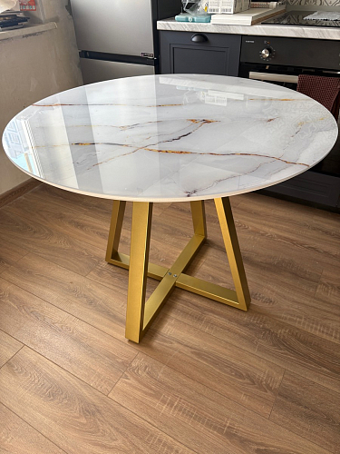 Стеклянный стол Норфолк 100 золото фото покупателя 23