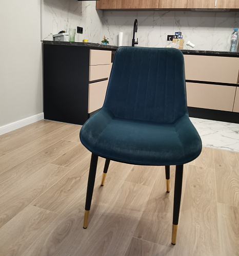 Стул на металлокаркасе Seda 01 blue / gold / black фото покупателя 31