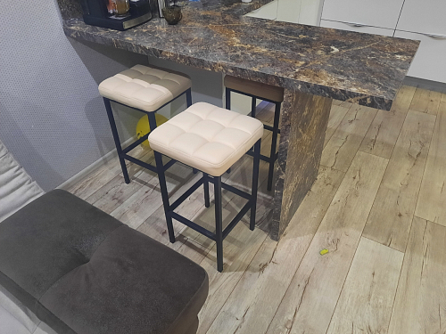 Барный стул Лофт ткань канди крем / черный матовый фото покупателя 54