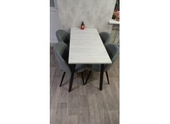 Стул на металлокаркасе Gabi 1 бежевый / черный с серебряными наконечниками фото покупателя 63