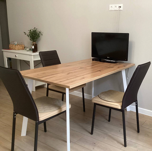 Стол Тринити Лофт 120 32 мм дуб галифакс табако / черный матовый фото покупателя 216