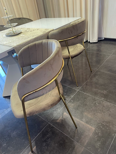 Стул на металлокаркасе Kamelia зеленый / золото фото покупателя 40