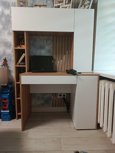 Письменный стол Комфорт 12.71 дуб золотой craft / белая аляска фото покупателя 67