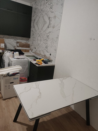 Керамический стол Норман 140 (200) х 80 белый мрамор alpin white / snow white / белый фото покупателя 14