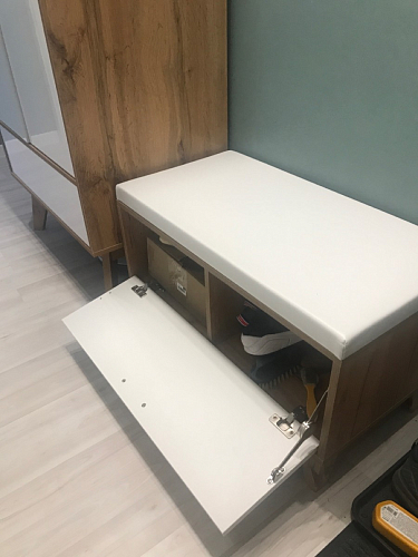 Обувница Эго Об-1 на ножках бетон светлый / белый глянец фото покупателя 8