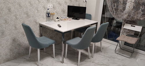 Стул на металлокаркасе Kora green / black фото покупателя 58