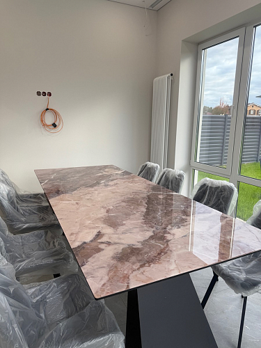 Стеклянный стол Денхольм 240(290)х100х75 обсидиан / черный фото покупателя 9