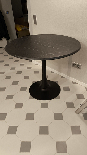 Стол Тулип 90х73 белый мрамор / золото фото покупателя 122