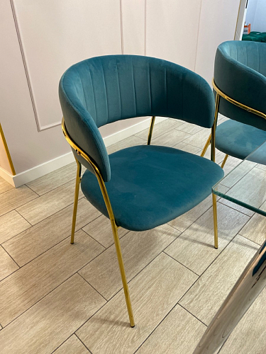 Стул на металлокаркасе Kamelia голубой / голубой / золотой фото покупателя 51