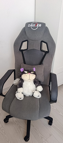 Компьютерное кресло Driver/Драйвер кожзам черный / ткань синий фото покупателя 17