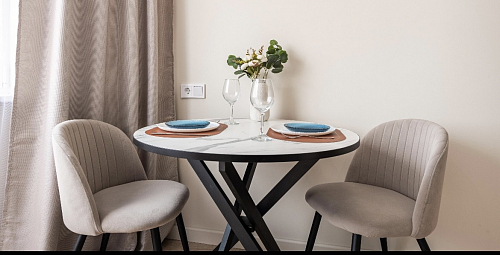 Стул на металлокаркасе Gabi 1 light blue / black / gold фото покупателя 655