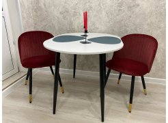 Стул на металлокаркасе Gabi 1 бежевый / черный с серебряными наконечниками фото покупателя 504