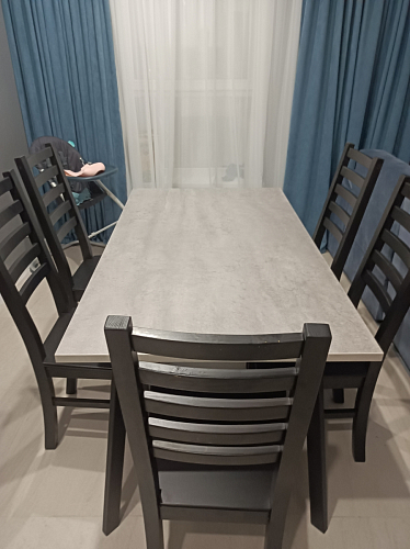 Стол Тринити Лофт 120 32 мм дуб галифакс табако / черный матовый фото покупателя 36