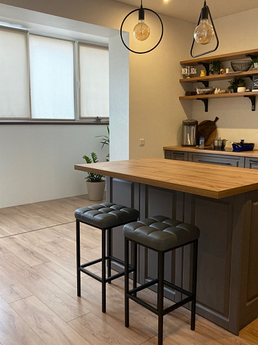 Барный стул Лофт микровелюр катания изумруд / черный матовый фото покупателя 3