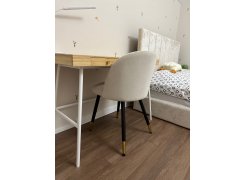 Стул на металлокаркасе Gabi 1 бежевый / черный с серебряными наконечниками фото покупателя 252