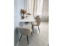 Стул на металлокаркасе Gabi 1 бежевый / черный с серебряными наконечниками фото покупателя 729