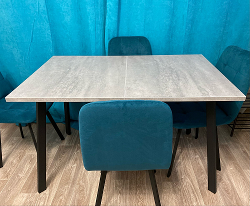 Деревянный стол Колон Лофт 120(160) х 75 черный матовый / бетон фото покупателя 55