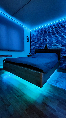 Двуспальная кровать Клауд 160х200 парящая дуб крафт золотой / антрацит фото покупателя 366