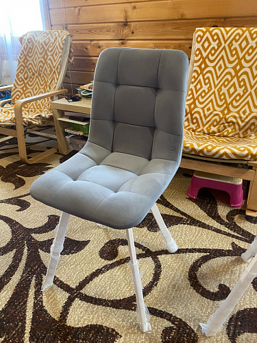 Стул на металлокаркасе Чилли синяя ткань / белый фото покупателя 778