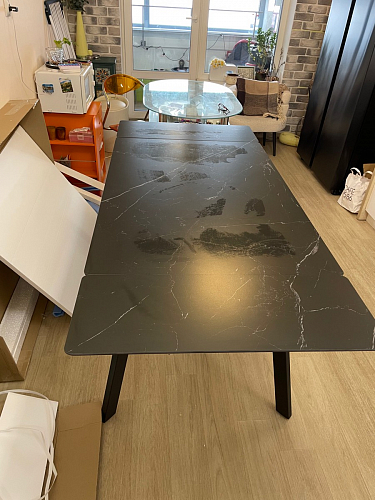 Керамический стол Норман 140 (200) х 80 белый мрамор alpin white / snow white / белый фото покупателя 32