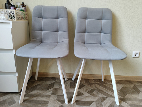 Стул на металлокаркасе Чилли К светло-серый велюр / черный каркас фото покупателя 446