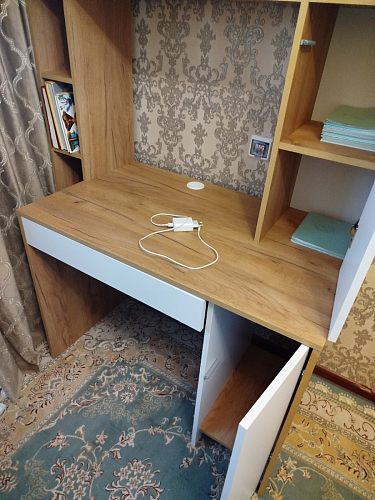 Письменный стол Комфорт 12.71 дуб золотой craft / белая аляска  - Уцененный экземпляр фото покупателя 83