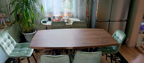 Стол на тумбе Эудес дуб галифакс табак / черный фото покупателя 24