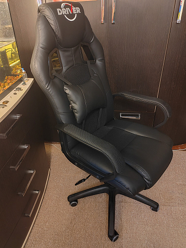 Компьютерное кресло Driver/Драйвер кожзам черный / ткань черный фото покупателя 146