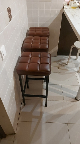 Барный стул Лофт кожзам темно-серый / черный матовый фото покупателя 78