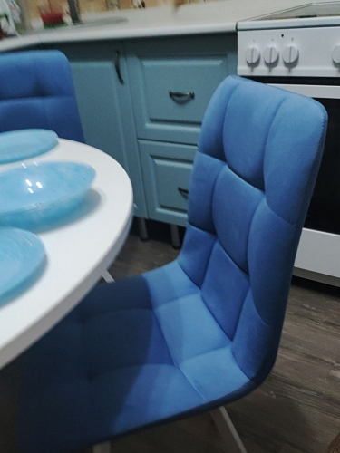 Стул на металлокаркасе Чилли синяя ткань / белый фото покупателя 1192