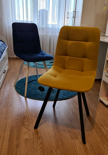 Стул на металлокаркасе Чилли синяя ткань / белый фото покупателя 967