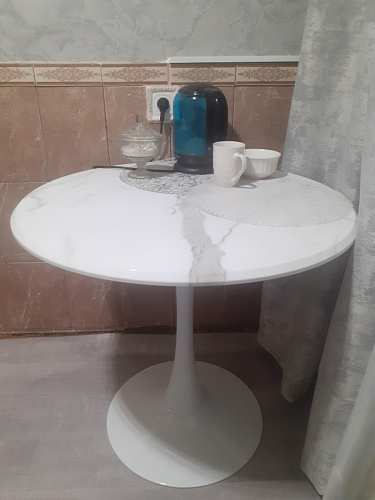 Стол Тулип 80х73 мрамор черный / белый фото покупателя 89