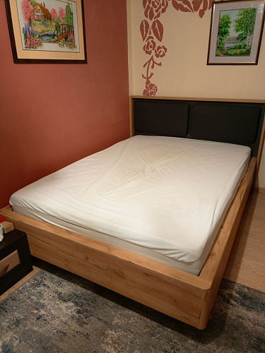 Двуспальная кровать Клауд 160х200 парящая дуб крафт золотой / антрацит фото покупателя 402