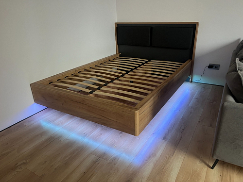 Двуспальная кровать Клауд 160х200 парящая дуб крафт золотой / антрацит фото покупателя 33