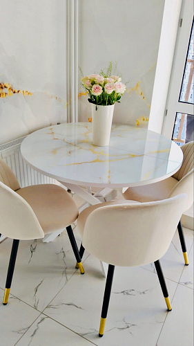 Стул на металлокаркасе Gabi 1 light blue / black / gold фото покупателя 439