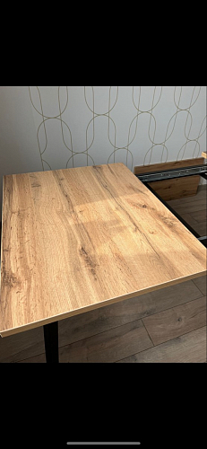 Деревянный стол Колон Лофт 120(160) х 75 черный матовый / бетон фото покупателя 37