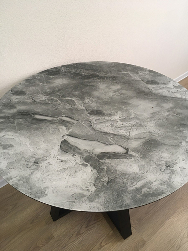 Стеклянный стол Норфолк d100 белый мрамор / черный фото покупателя 9