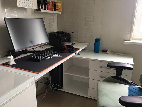 Компьютерный стол КСТ-109П правый дуб сонома / белый фото покупателя 100