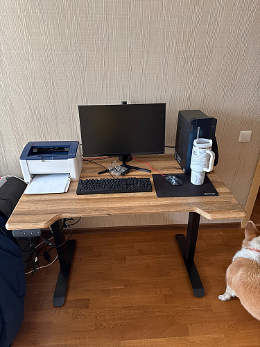 Компьютерный стол Маркос с механизмом подъема 140х80х75 белый / вотан дуб фото покупателя 31