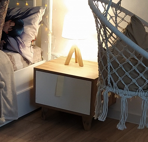 Прикроватная тумба Эго Т-5 на ножках дуб крафт золотой / белый глянец фото покупателя 7