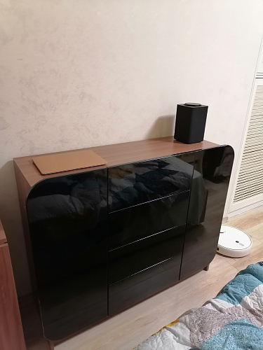 Комод Мебелеф - 37 ясень шимо тёмный / голубой глянец фото покупателя 1