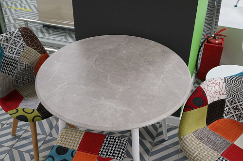 Деревянный стол Абилин 90х76 светло-серый / черный матовый из шоурума 3