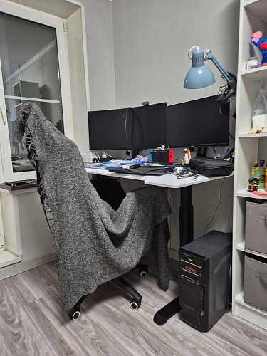 Компьютерный стол Маркос с механизмом подъема 140х80х75 орех кантри / белый фото покупателя 39